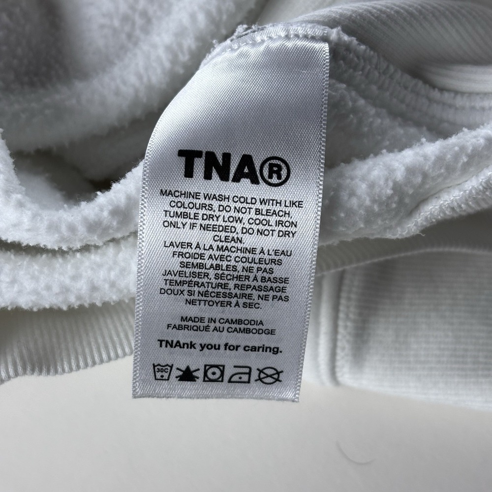 TNA Sweatfleece Cozy Fleece Pullover Hoodie White Womens XS Boyfriend Fit‎ - Picture 9 of 11